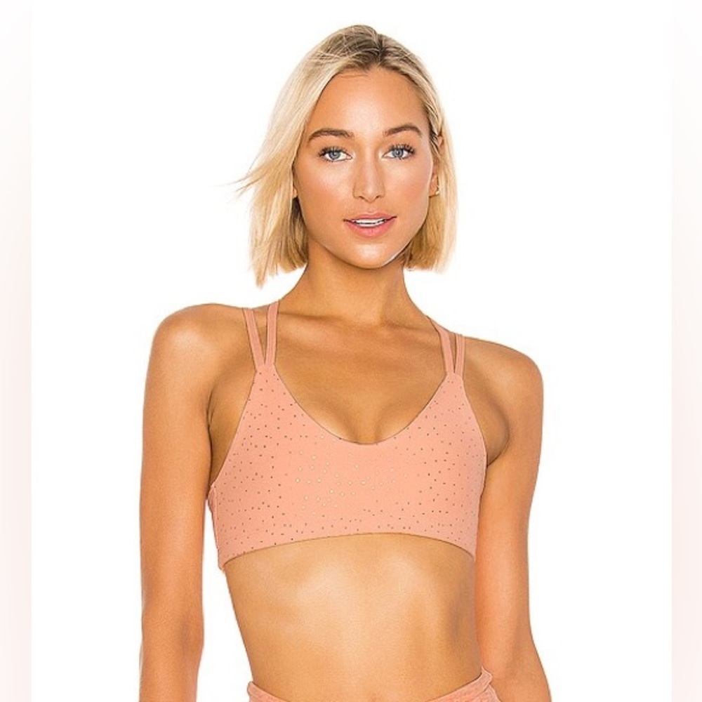 Beyond Yoga Drip Dot Bra in Coral Rose Gold Speckle Size Large